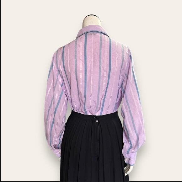 Purple Librarian blouse with necktie Large - Picture 3 of 7